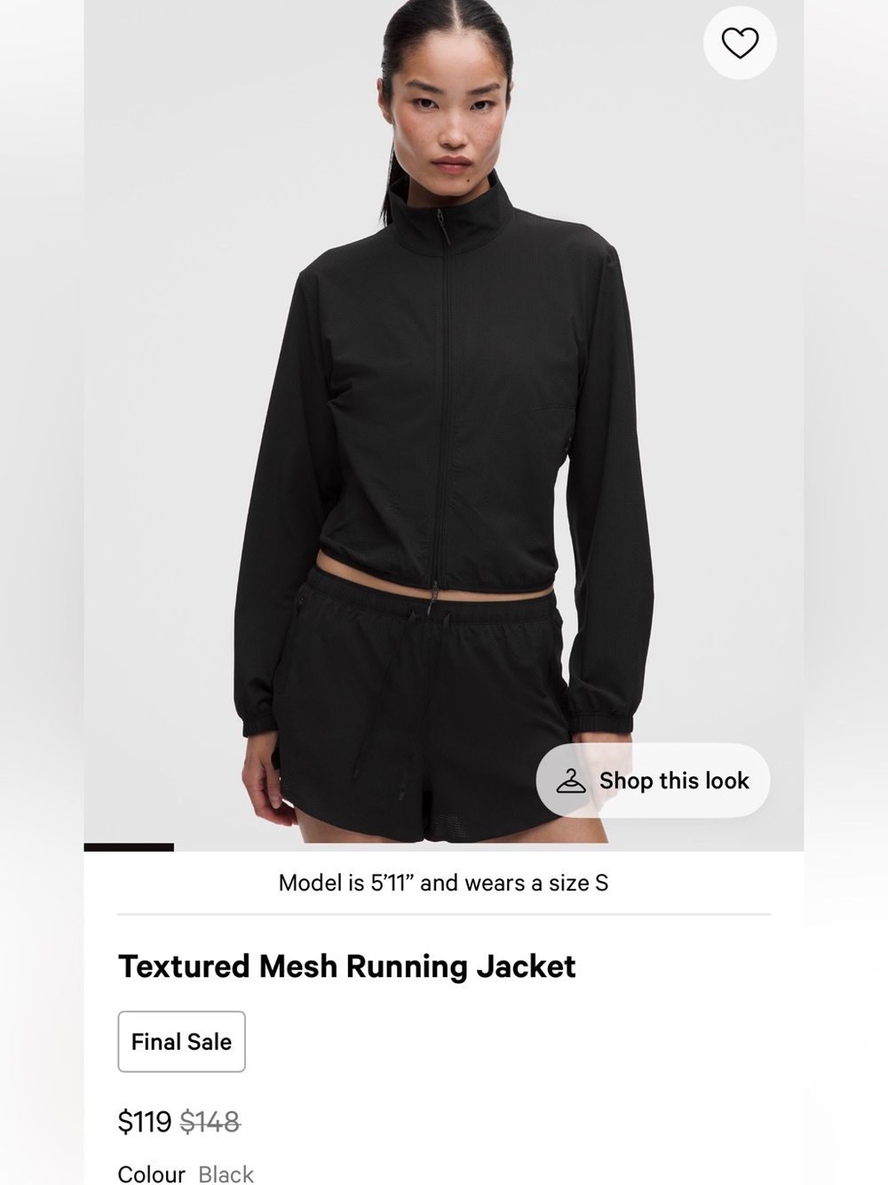 Lululemon Black Textured Mesh Running Jacket XL